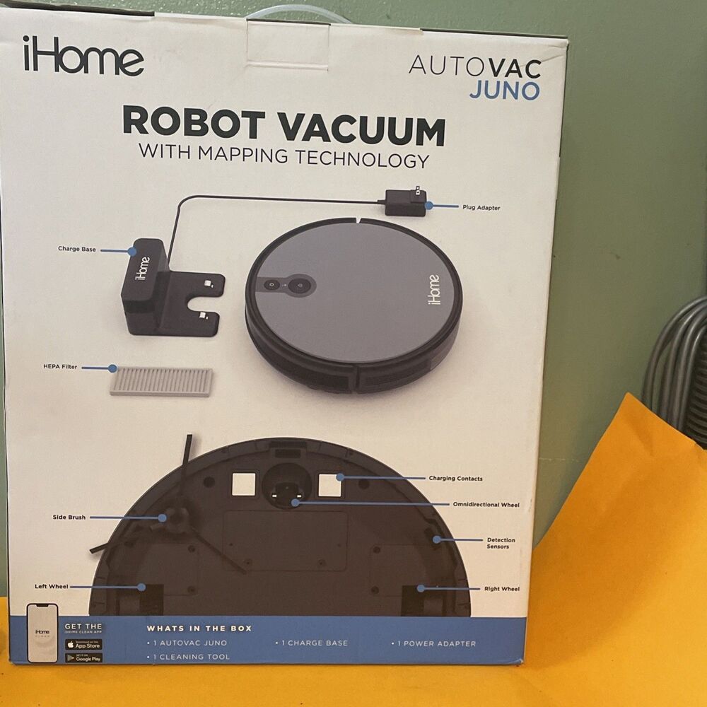 iHome Juno Robot Vacuum AutoVac with Mapping Technology  New